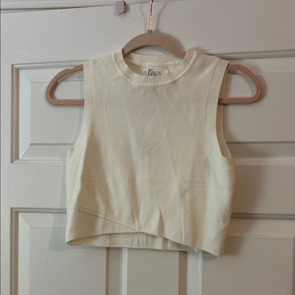 Zara Cream Sleeveless Crop Top